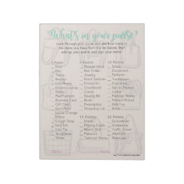 Was gibt es in Ihrem Purse Baby Shower Game Notepa Notizblock