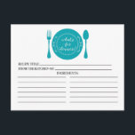 Was gibt es zum Abendessen Brautparty? Postkarte<br><div class="desc">Zeitgenössische Brautparty Küche Rezept Karten mit einem stilvollen blauen Gericht mit einem Gabel & Löffel Set auf einem knusprigen weißen Hintergrund. Die Vorderseite unserer Rezeptkarte bietet Platz für einen Rezeptitel, von der Küche der Zutaten Platz. Dreh unsere Rezeptkarte um die Anfahrtszeiten, die Vorbereitungszeit und die Gesamtzeit anzuzeigen. Besuchen Sie unseren...</div>
