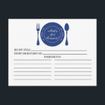 Was gibt es zum Abendessen Brautparty? Postkarte<br><div class="desc">Zeitgenössische Brautparty Küche Rezept Karten mit einem stilvollen blauen Gericht mit einem Gabel & Löffel Set auf einem knusprigen weißen Hintergrund. Die Vorderseite unserer Rezeptkarte bietet Platz für einen Rezeptitel, von der Küche der Zutaten Platz. Dreh unsere Rezeptkarte um die Anfahrtszeiten, die Vorbereitungszeit und die Gesamtzeit anzuzeigen. Besuchen Sie unseren...</div>