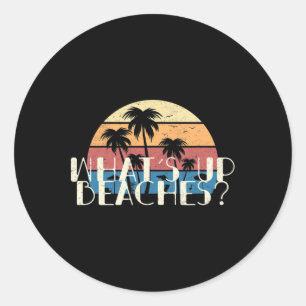 Was gibt's bis Strände Funny Retro Palm Tree Summe Runder Aufkleber