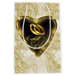 Was Gott zusammen die Hochzeit (Gold) zusammengese Mittlere Geschenktüte