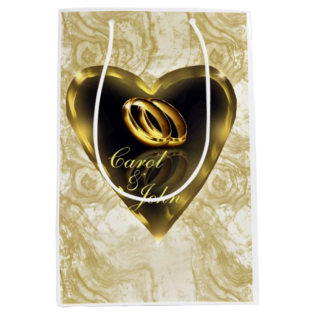 Was Gott zusammen die Hochzeit (Gold) zusammengese Mittlere Geschenktüte (Vorderseite)