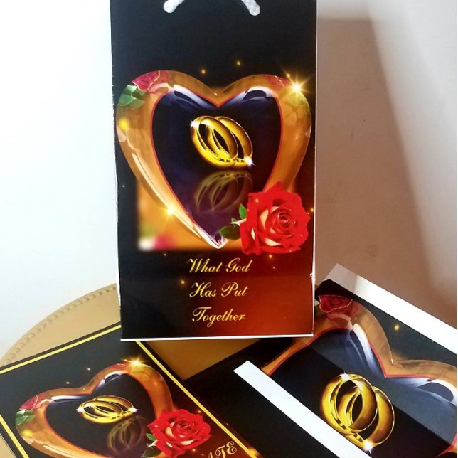 Was Gott zusammen gestellt Einladung (Gold & Schwa (Gift Bag With Matching Save The Date Greeting Card and Wedding Envelope.)