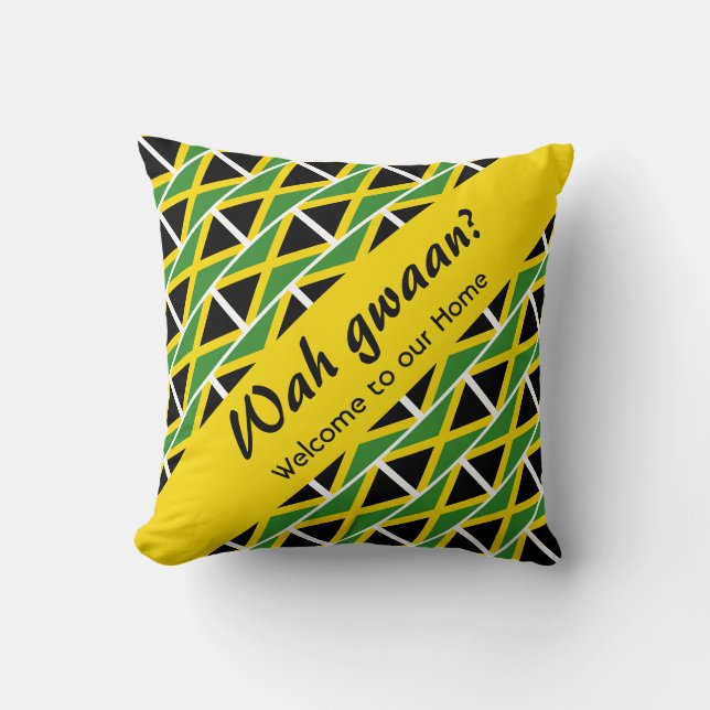 WAS GWAAN? Jamaican Patois Willkommen Kissen (Vorderseite)