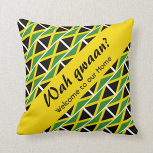 WAS GWAAN? Jamaican Patois Willkommen Kissen