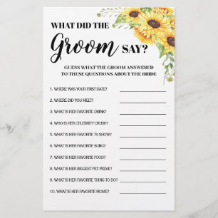 Was hat der Bräutigam auf der Bridal Shower Spielk Flyer