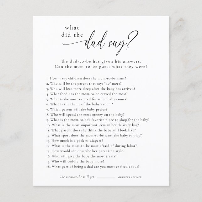 Was hat der Vater gesagt? Babyduschkarte Flyer (Vorne)