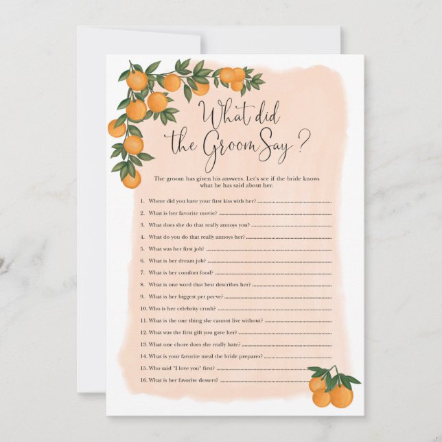 Was hat die Groom Say Brautparty Game Card gemacht (Vorderseite)