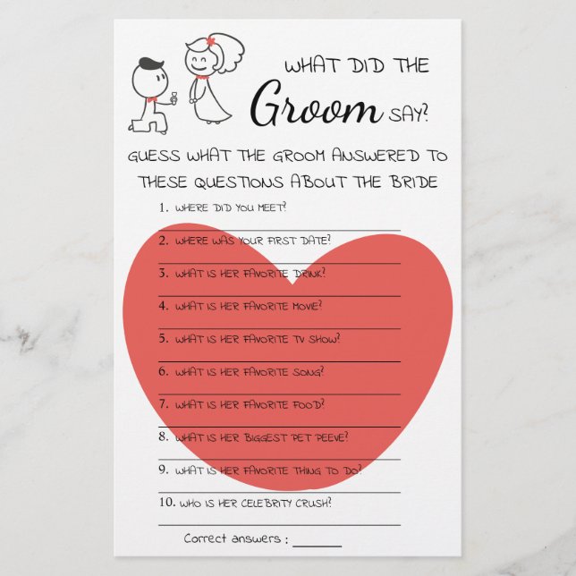 Was hat die Groom Say Brautparty Game Card gemacht Flyer (Vorne)