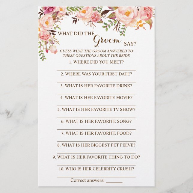 Was hat die Groom Say Brautparty Game Card gemacht Flyer (Vorne)