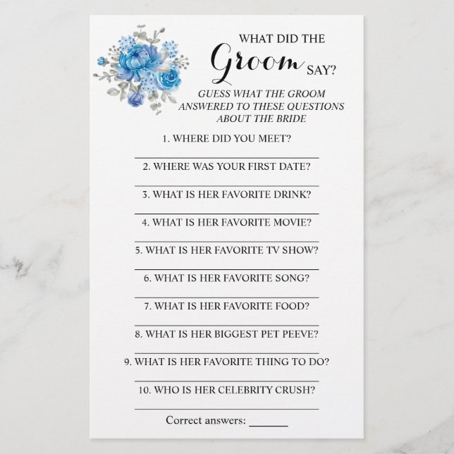 Was hat die Groom Say Brautparty Game Card gemacht Flyer (Vorne)