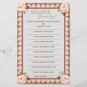 Was hat die Groom Say Brautparty Game Card gemacht Flyer