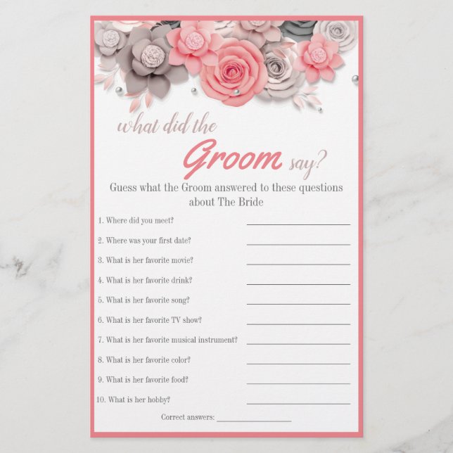 Was hat die Groom Say Brautparty Game Card gemacht Flyer (Vorne)