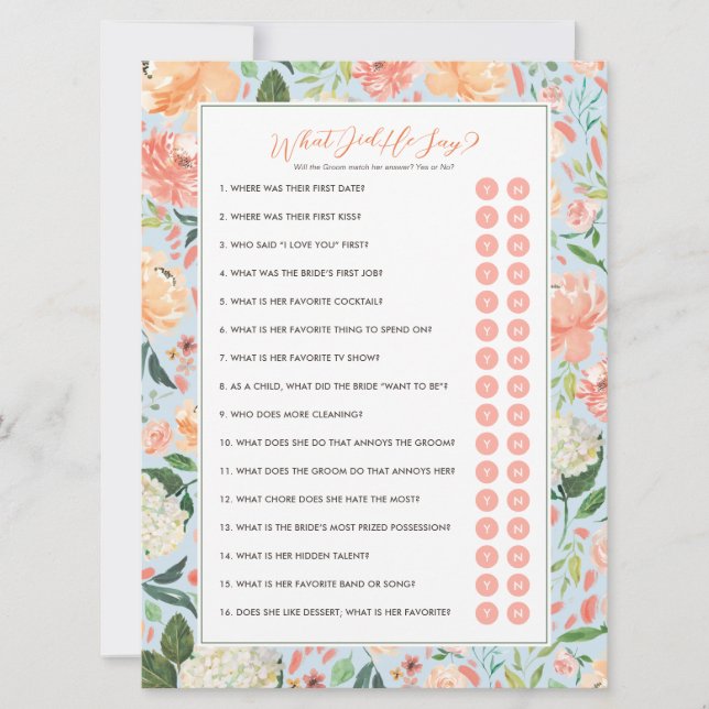 Was hat er gesagt, dass er ein Brautparty-Spiel ge Einladung (Vorderseite)