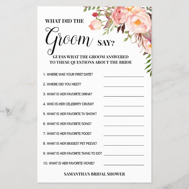 Was hat Groom gesagt, Brautparty Pink Game Card? Flyer (Vorne)