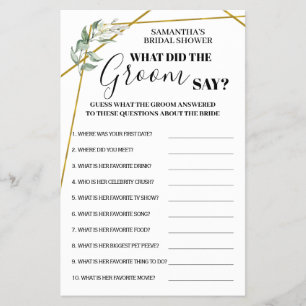Was hat Groom Say Greenery Gold Shower Spielkarte Flyer