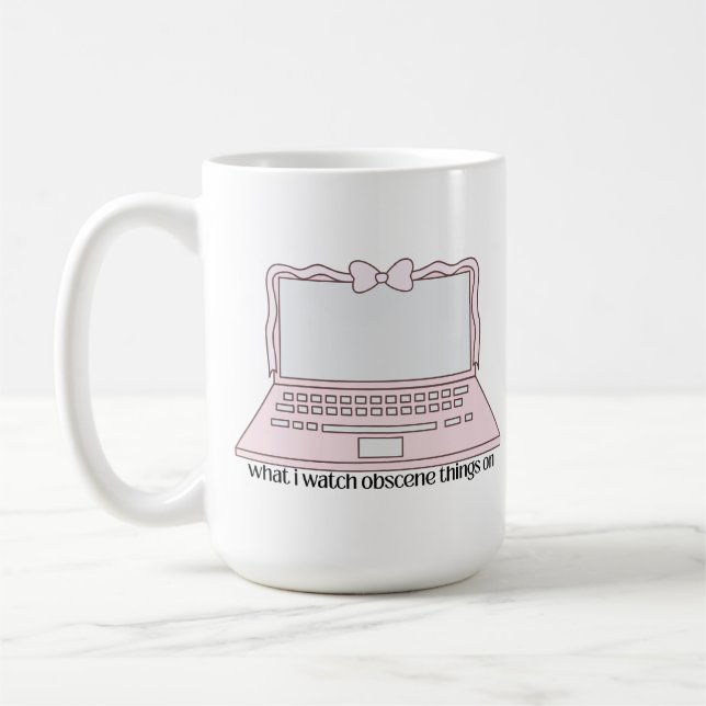 Was ich auf süßem Laptop-Design ansehe Obszöne Din Kaffeetasse (Links)