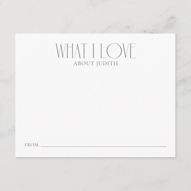 Was ich Liebe halte Hinweiskarte (Vorderseite)