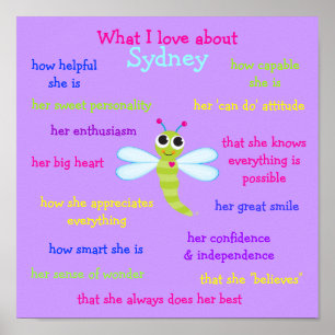 Was ich Liebe über Sydney Personalisiert Poster