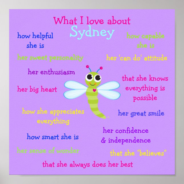 Was ich Liebe über Sydney Personalisiert Poster (Vorne)