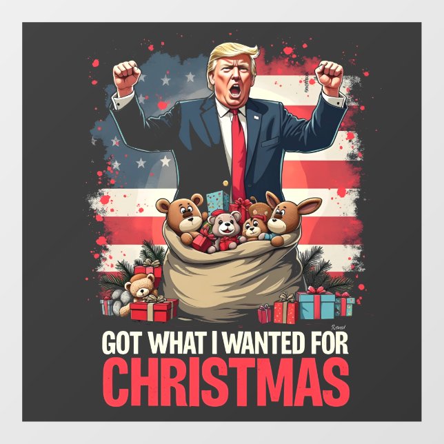 Was ich zu Weihnachten gewollt habe, got Trump San Fensteraufkleber (Blatt)