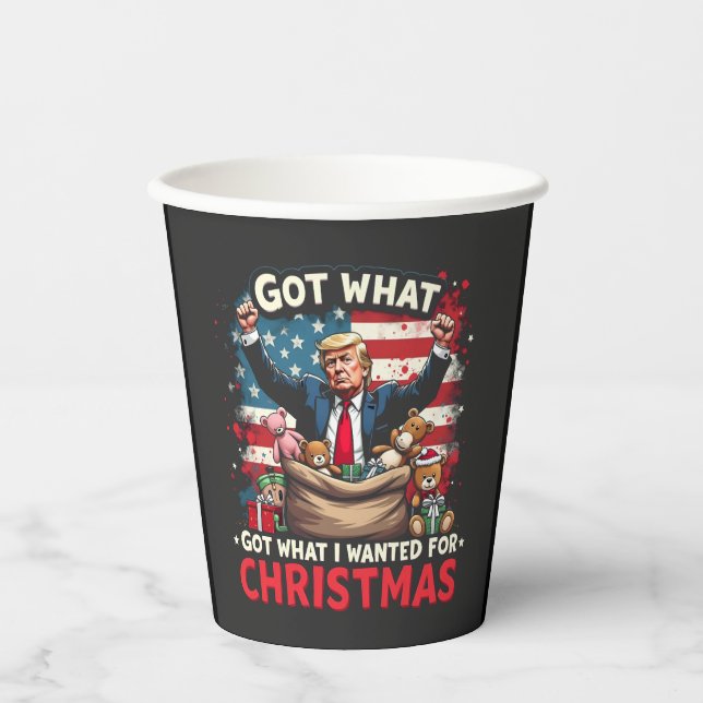 Was ich zu Weihnachten Gewollt habe, got Trump San Pappbecher (Vorderseite)