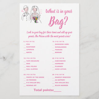 Was in Ihrer Bag Shower Game Card Rosa Liebe ist Flyer