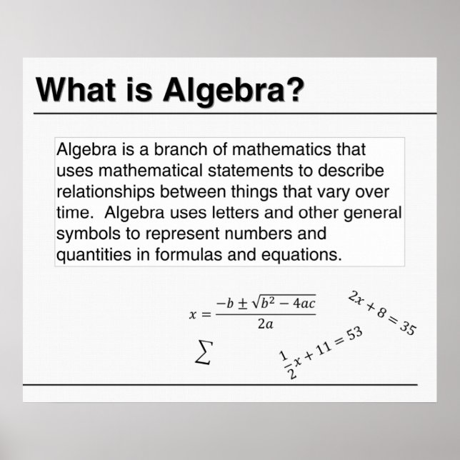 Was ist Algebra? Poster (Vorne)