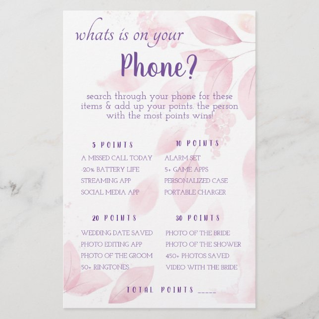 Was ist auf deinem Handy? Game Card Flyer (Vorne)