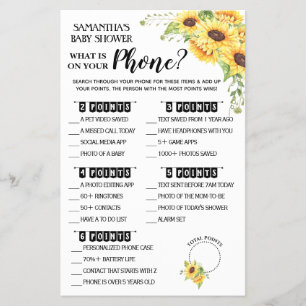 Was ist auf deiner Telefon Baby Shower Spielkarte Flyer