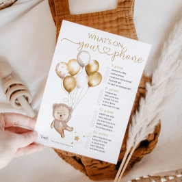 Was ist auf Ihrem Handy Bärenballon Baby Shower Ga Einladung