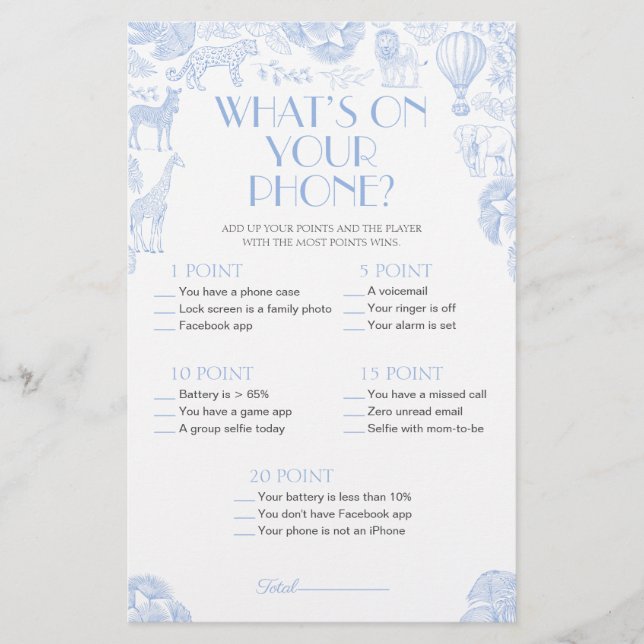 Was ist auf Ihrer Baby Shower Game Card? (Vorderseite)