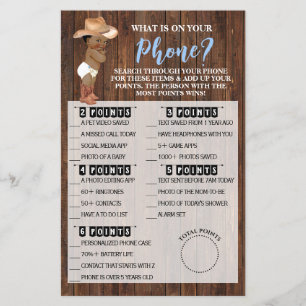 Was ist auf Ihrer OM Cowboy Shower Game Card? Flyer