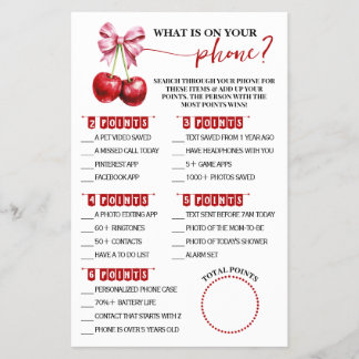 Was ist auf Ihrer Phone Cherry Baby Shower Game Ca Flyer