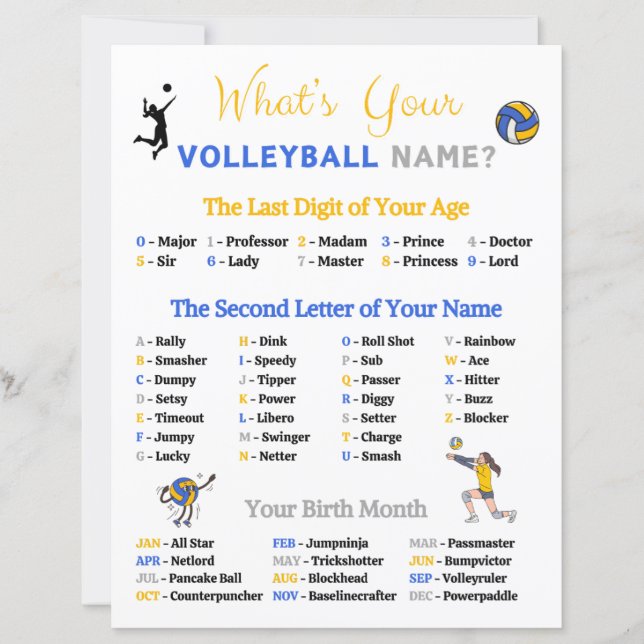 Was ist dein Volleyballnamensspiel? (Vorderseite)