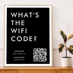 Was ist der WiFi-Code?   Network Password Black QR Poster