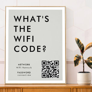 Was ist der WiFi-Code? Wifi Network QR Code Grau Poster