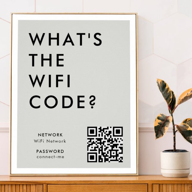 Was ist der WiFi-Code? | Wifi Network QR Code Grau Poster (Von Creator hochgeladen)