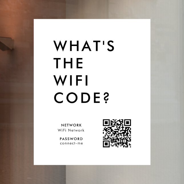 Was ist der WiFi-Code? | Wifi Network QR Code Weiß Fensteraufkleber (What's the WiFi Code? window cling vinyl decal with QR code to connect seamlessly to your Wi-Fi)
