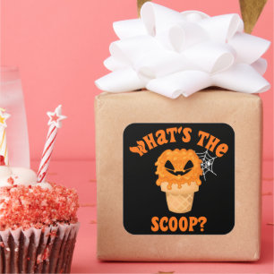Was ist die Scoop Gender Reveal Halloween Eiscreme Quadratischer Aufkleber