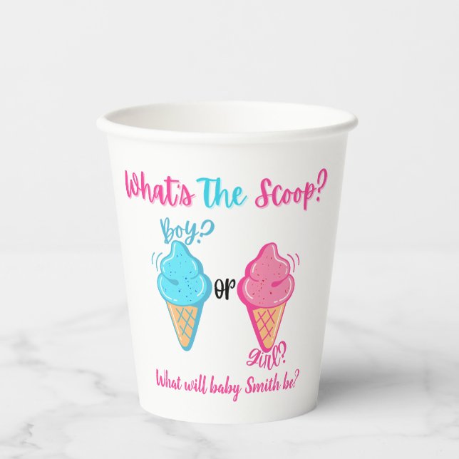 Was ist die "Scoop Ice Cream Gender Reveal"? Pappbecher (Vorderseite)