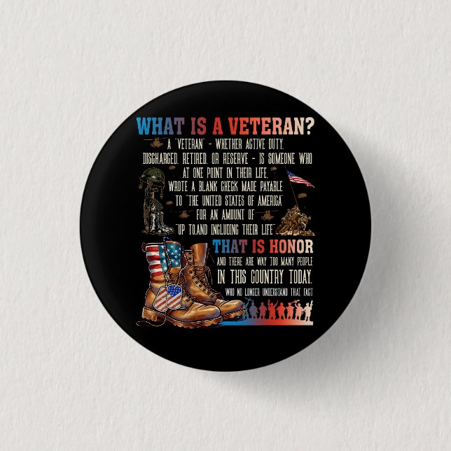 Was ist ein Veteran, der ehrenamtlicher Patriotika Button (Vorderseite)