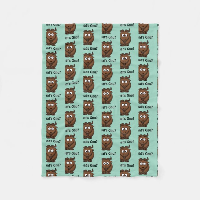 Was ist Gnu, Funny Buffalo Cartoon Animal Pun? Fleecedecke (Vorderseite)