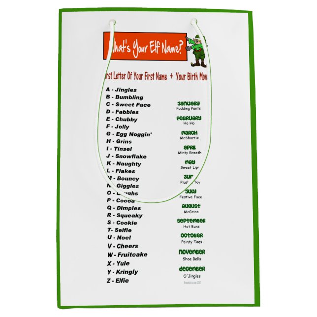 Was ist Ihr Elf-Name?  Geschenk-Tasche Mittlere Geschenktüte (Vorderseite)