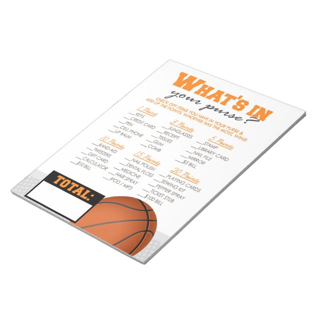 Was ist in deinem Basketball Baby Shower Game? Notizblock (angewinkelt)