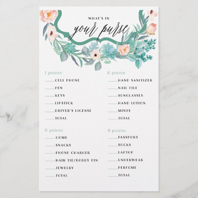 Was ist in deinem Brautparty "Floral"? (Vorderseite)
