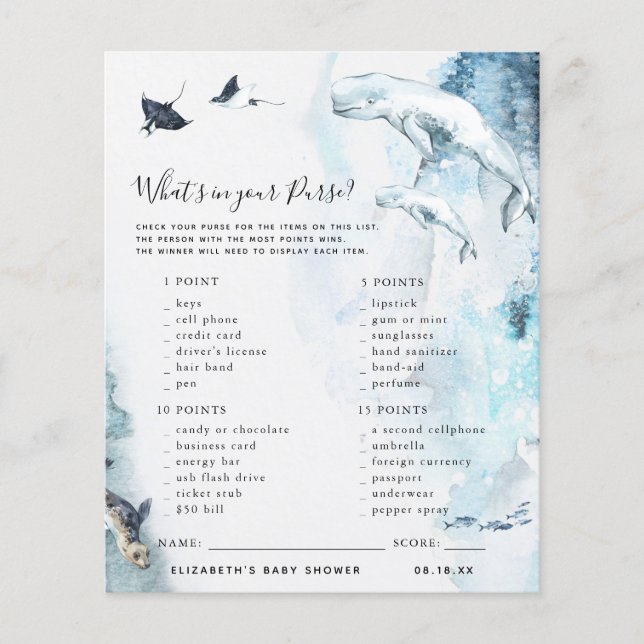 Was ist in deiner Geldbörse? | Baby Showspiel (Vorderseite)