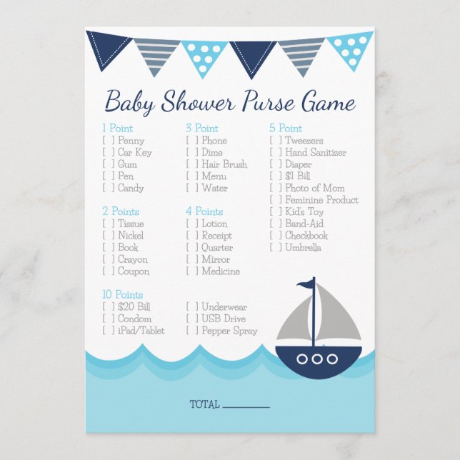 Was ist in deiner Geldbörse? - Sailor Baby Shower  Programm (Vorderseite)