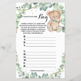 Was ist in der Bag Bear Baby Shower Game Card? Flyer