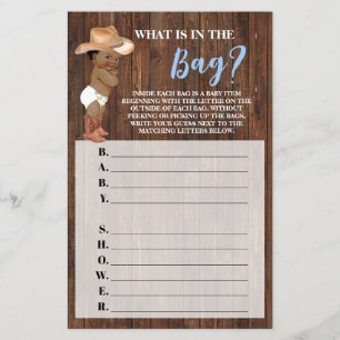 Was ist in der Bag OM Cowboy Baby Shower Game Card Flyer